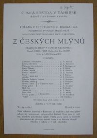 Chorvatsko, Záhřeb, čs.krajané, Z českých mlýnů - plakát, 1928