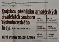 Hradec Králové, Krajské kulturní středisko, Impuls, Nový Bydžov, KP amatérských divadelních souborů kategorie A, plakát, 1986
