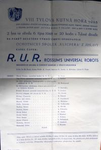 Jihlava, Klicpera, RUR - plakát, 1948