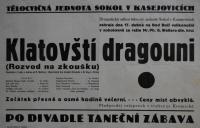 Kasejovice, Sokol, Klatovští dragouni – plakát, 1938