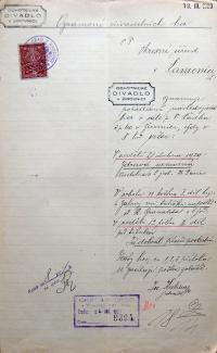 Žirovnice, Ochotnické divadlo, žádost o povolení hry, 1929