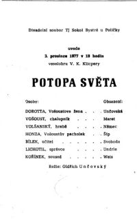 Přibyslav OP 1977, Bystré u Poličky, TJ Sokol, Potopa světa