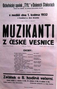 Dolní Stakory, Tyl, Muzikanti z české vesnice (Richard Branald) - plakát, 1932