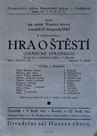 Pardubice, Řemeslnická jednota, Hra o štěstí - plakát, 1940