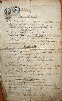 Luže, Jaroslav, Spolkové stanovy, 1869