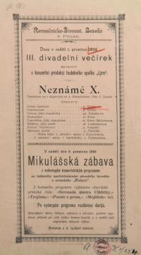 Praha, Řemeslnicko-živnostenská beseda, Neznámé X. - plakát, 1895