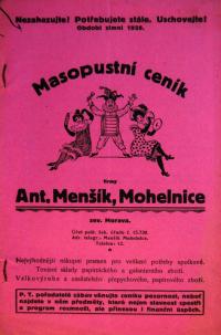 Menšík Antonín, Masopustní ceník, Mohelnice, 1928