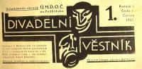 ÚMDOČ, Hořovice, Jungmannův okrsek, Divadelní věstník, 1927, 1. číslo, 1. roč. Hlavička