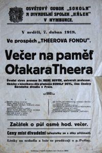 Nymburk, Sokol   Hálek, Večer na paměť Otakara Theera – plakát, 1918