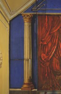 Žleby, zámecké divadlo, detail opony