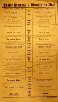 Praha-Nové Město, Divadlo Na Slupi, Pořad her od 17.IV. do 2.V. 1943 - plakát, 1943