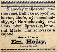 Beroun, inzerát p.Hojky 1904