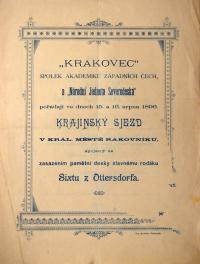 Rakovník, Krakovec, spolek akademiků západních Čech, krajinský sjezd - plakát, 1896