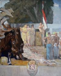 Kolín, 1. návrh opony Ludvíka Vacátka, detail opony, 1951