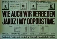 Pardubice, Husův sbor a Městský osvětový sbor, Jakoř i my odpouštíme - plakát, 1943