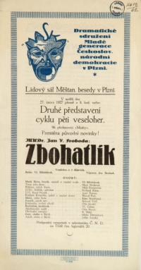 Plzeň, Maska, dram. sdruž. Českosl. nár. demokracie, Zbohatlík – plakát, 1927
