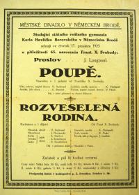 Havlíčkův Brod, Gymnázium, Svoboda Poupě a Rozveselená rodina - plakát, 1925