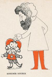 Bohumír Koubek - karikatura Rudolfa Zezuly