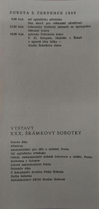 Hradec Králové, Krajské kulturní středisko, Impuls, Sobotka, Šrámkova Sobotka, 1986