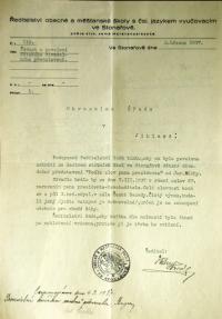 Jihlava, Okresní úřad Jihlava, žádost o povolení divadelního představení, 1937