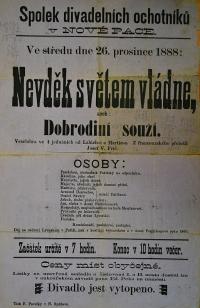 Nová Paka, SDO, Nevděk světem vládne - plakát, 1888