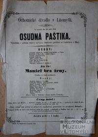 Litomyšl, JDO, Osudná paštika - Manžel bez ženy - plakát, 1864