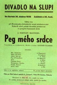 Praha-Nové Město, Divadlo Na Slupi, Peg mého srdce - plakát, 1936