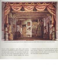 Litomyšl, Zámecké, Josef Platzer, prospekt dopněný bočními kulisami a sufitami a text, selská světnice , BLÁHA, Jiří, Zámecké divadlo v Litomyšli, s. 31