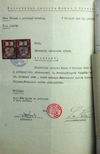 Jihlava, Okresní úřad Jihlava, žádost o povolení divadelního představení, 1945