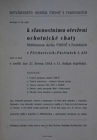 Pardubice, Mitlöhnerův okresek ÚMDOČ, Otevření ochotnické chaty, 1948