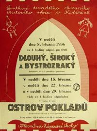 Kolín, Okresní osvětový sbor, Dlouhý, Široký a Bystrozraký - Ostrov pokladů - plakát, 1936