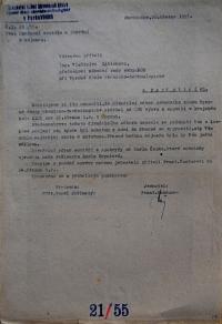 Pardubice, Spolek divadelních ochotníků, Korespondence, 1955