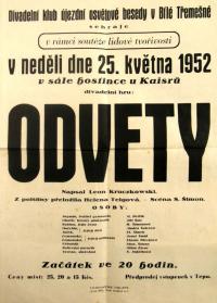 Bílá Třemešná, Divadelní klub Újezdní osvětové besedy, Odvety (Kruczkowski) - plakát, 1952
