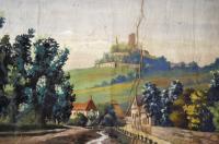 Svojanov, opona cesta k obci, hrad Svojanov, malíř Mach z Litovle, detail opony, 1923