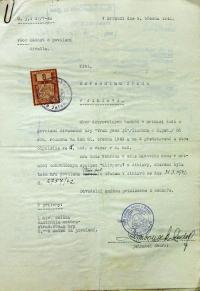 Jihlava, Okresní úřad Jihlava, žádost o povolení divadelního představení, 1943