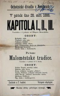 Netolice, SDO Tyl, Kapitola I., II., III., Maloměstské tradice – plakát, 1888