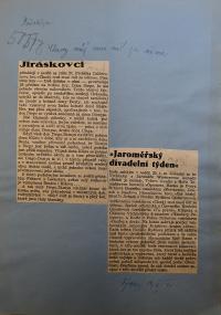 Nový Bydžov, Jirásek, Novinové výsřižky