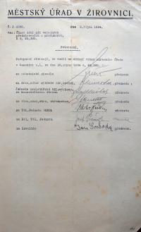 Žirovnice, SDO, Národní socialisté, JPT, Živnostenská strana, Sokol, DTJ, Invalidé, zákaz vystupování dětí při inscenacích, 1934