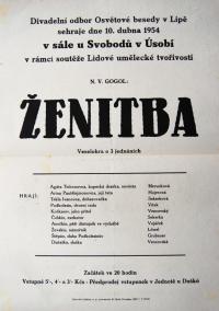 Lípa, OB, Ženitba - plakát, LUT 1954
