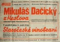 Holešov, Divadlo 6. května, Mikuláš Dačický z Heslova - plakát, 1946