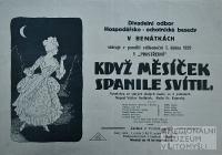 Benátky, Hospodářsko-ochotnická beseda, Když měsíček spanile svítil - plakát, 1929