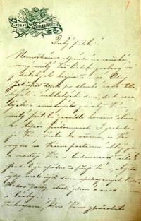 Střelohoštice, dopis Vojtovi Šteinu-Táborskému, s. 1, 1888