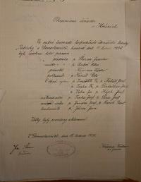 Domoslavice, Třebízský, volba funkcionářů, 1936