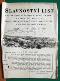 Malé Svatoňovice, Čapek, Slavnostní list k jubileu spolku, 1932