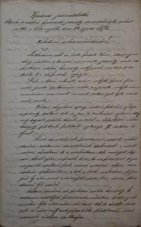 Litomyšl, Jednota divadelních ochotníků, Zápis z jednání valné hromady, 1875