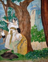 Vestec, V.O.S.A., detail opony Libušina věštba, přemalba 2007