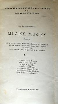 Brno, Svatoboj, Muziky, Muziky - program, 1955