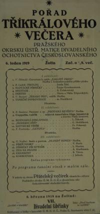 ÚMDOČ, Pražský okrsek, program tříkrálového večera, 1919