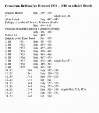 01-18, JH, Fotoalbum Jiráskových Hronovů 1931-1948 na volných listech, obsah