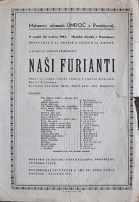 Prostějov, Mahenův okrsek ÚMDOČ, Naši furianti - plakát, 1943